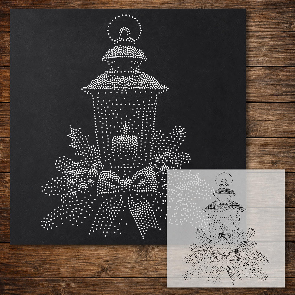 Christmas Lantern Stencil reusable Mylar stencil, 300 x 300 mm