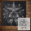 Christmas Star Wreath Stencil reusable Mylar stencil, 300 x 300 mm