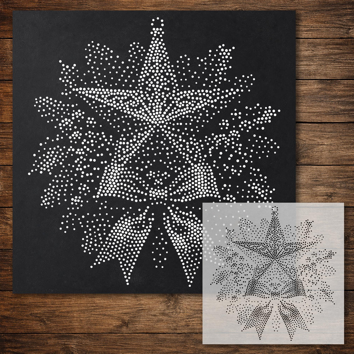 Christmas Star Wreath Stencil reusable Mylar stencil, 300 x 300 mm