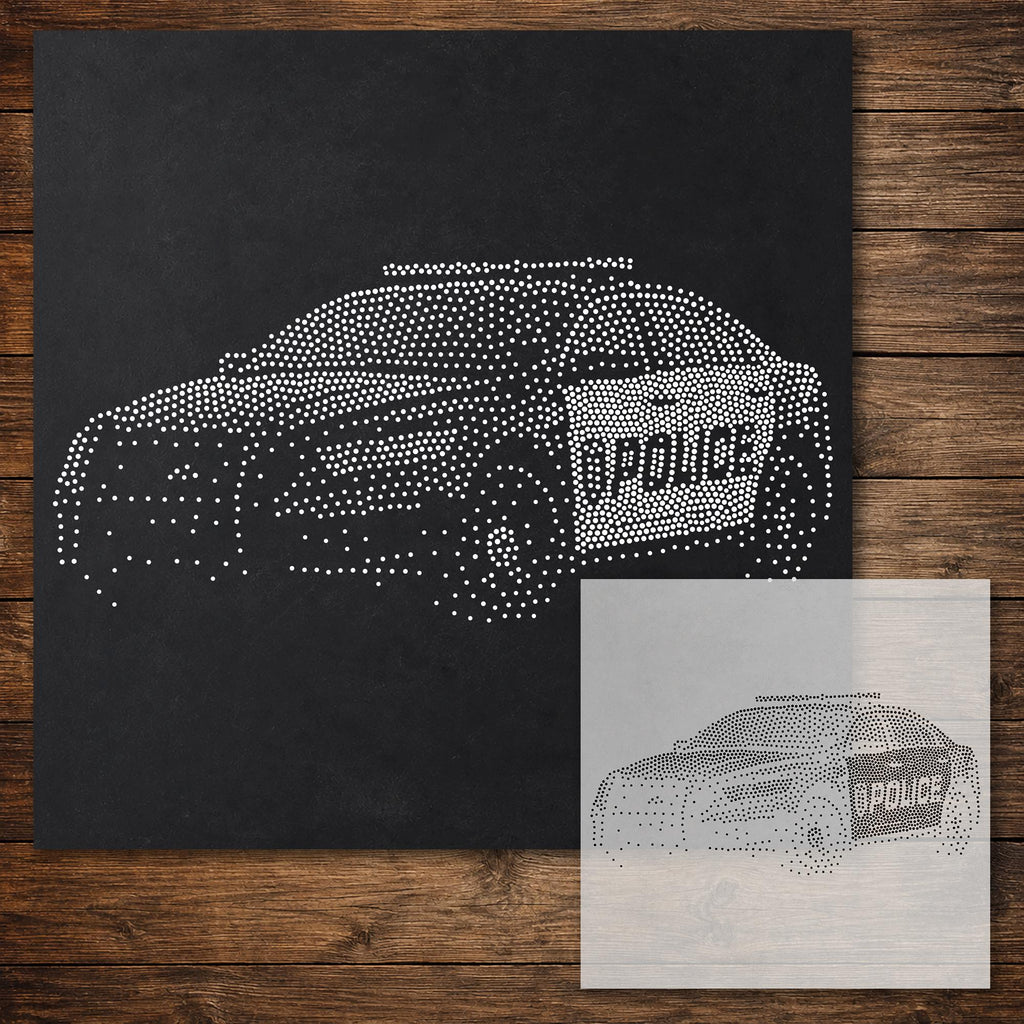 Police Car Stencil reusable Mylar stencil, 300 x 300 mm