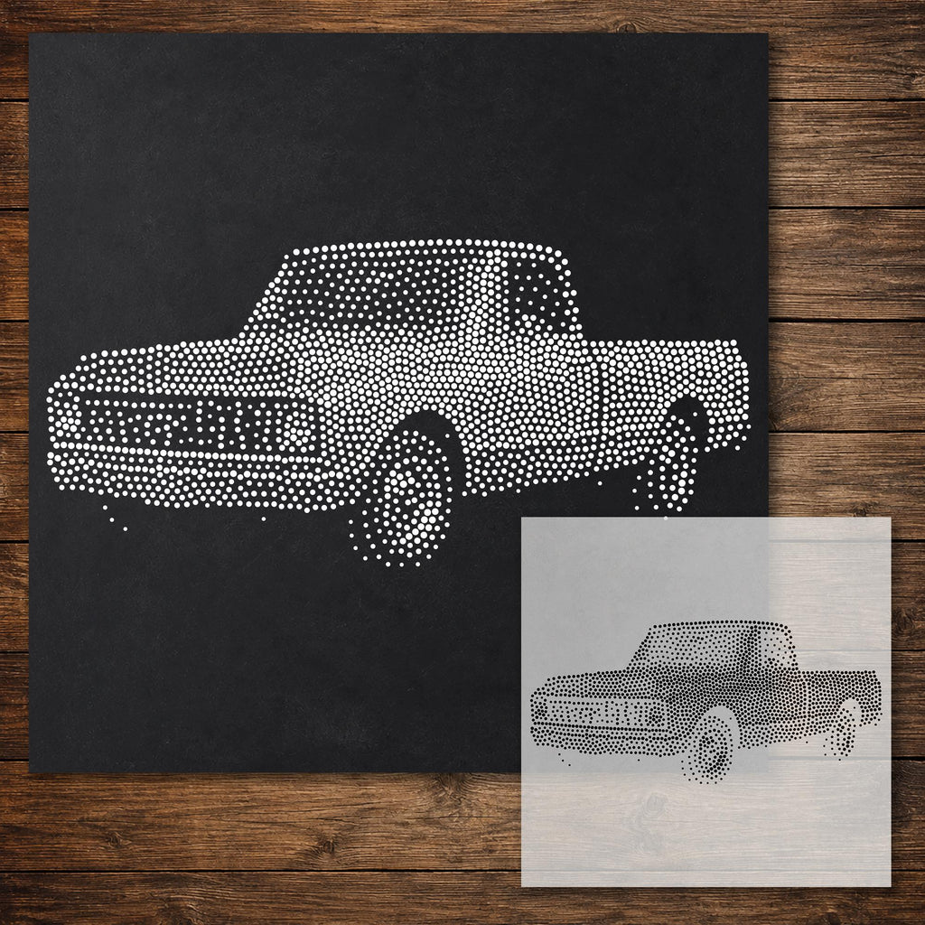 Classic Pickup Truck Stencil reusable Mylar stencil, 300 x 300 mm