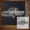 Classic Pickup Truck Stencil reusable Mylar stencil, 300 x 300 mm