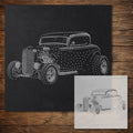 Hot Rod Car Stencil reusable Mylar stencil, 300 x 300 mm