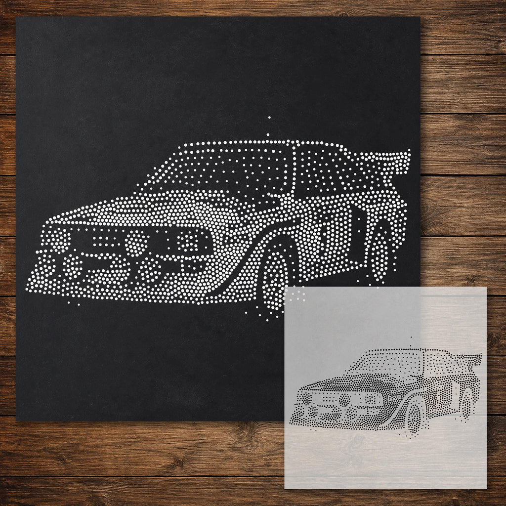 Rally Car Stencil reusable Mylar stencil, 300 x 300 mm