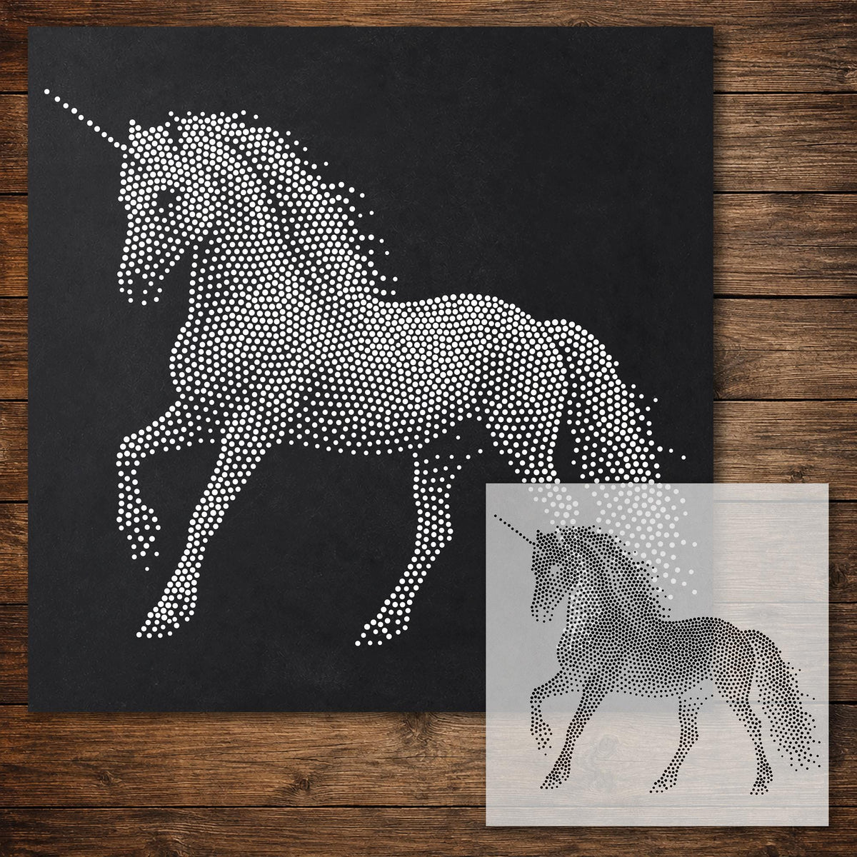 Unicorn Stencil reusable Mylar stencil, 300 x 300 mm