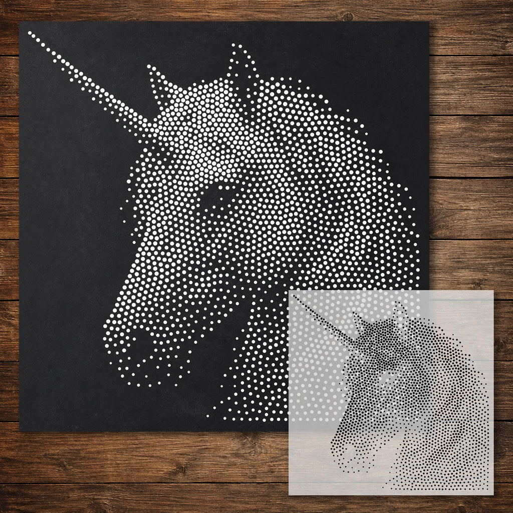 Unicorn Head Stencil reusable Mylar stencil, 300 x 300 mm