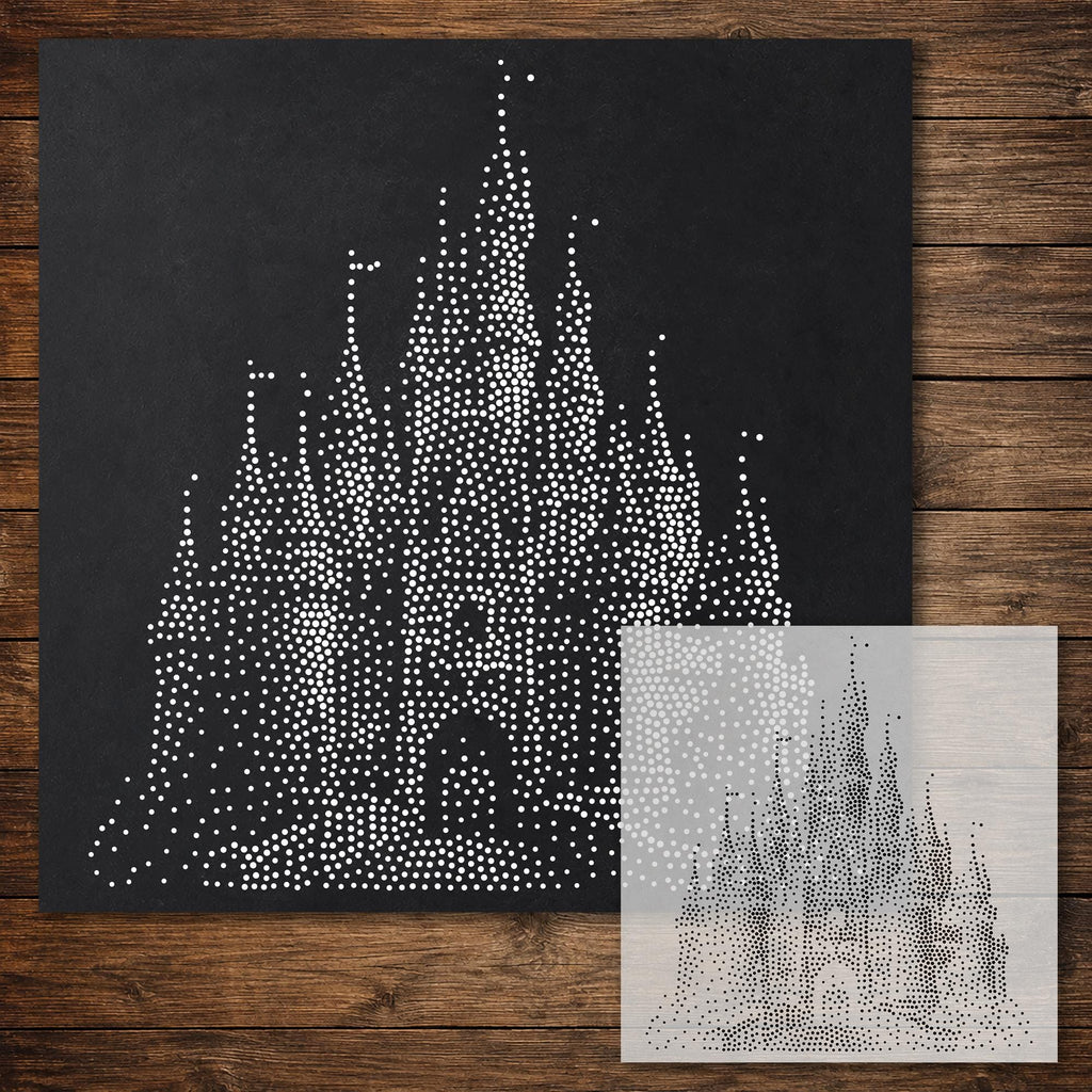 Fairytale Castle Stencil reusable Mylar stencil, 300 x 300 mm