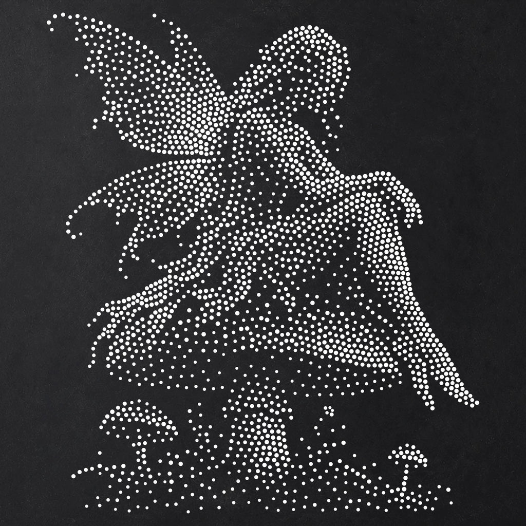 Fairy on Mushroom Stencil | Realistic Highly Detailed DIY Mylar Fantasy Wall Art, Stipple Art Crafts (Large - 300mm / 12" approx)