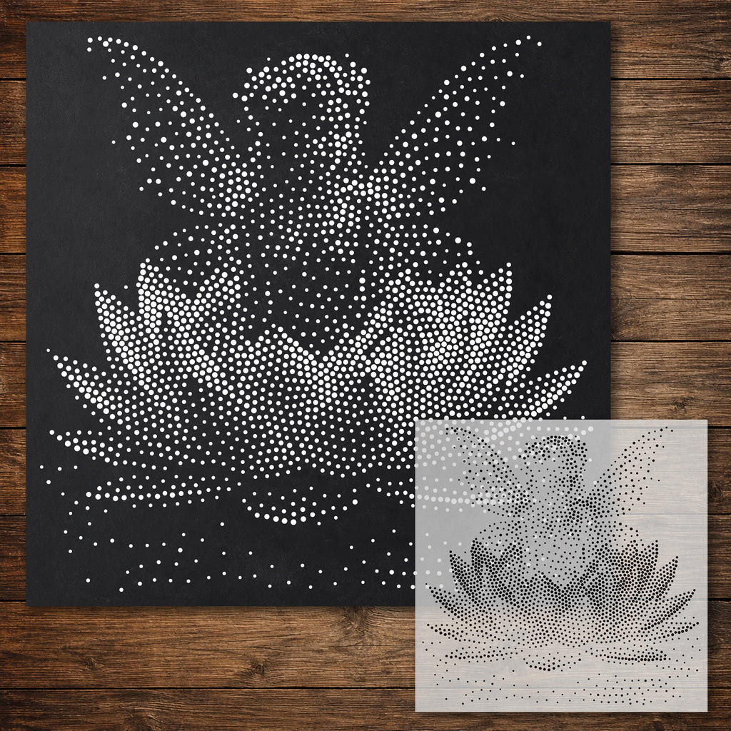 Fairy in Lotus Flower Stencil reusable Mylar stencil, 300 x 300 mm