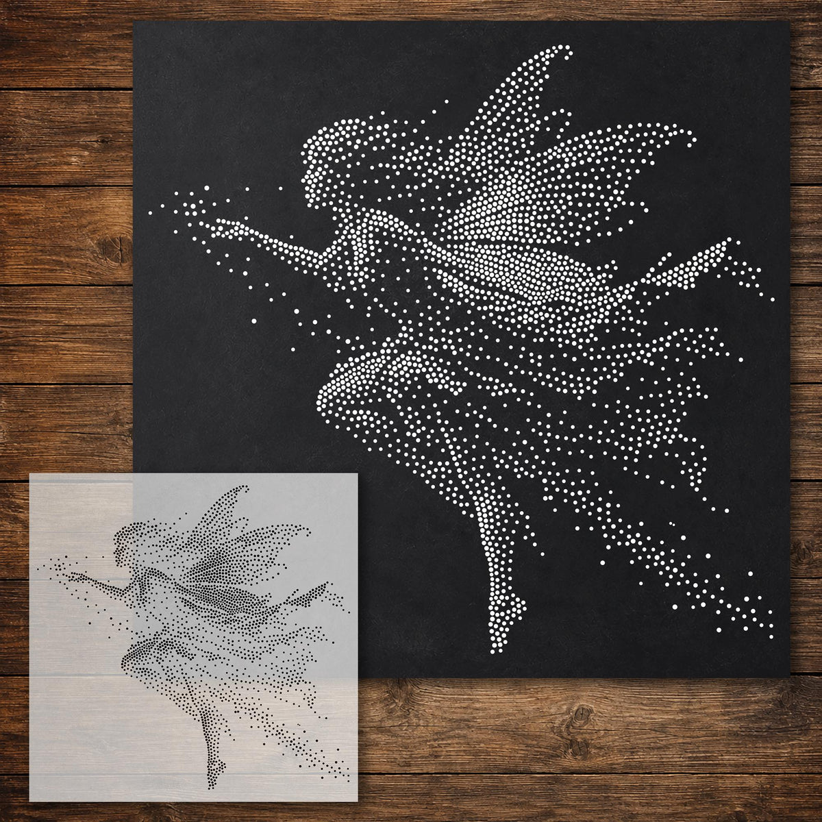 Flying Fairy Stencil reusable Mylar stencil, 300 x 300 mm