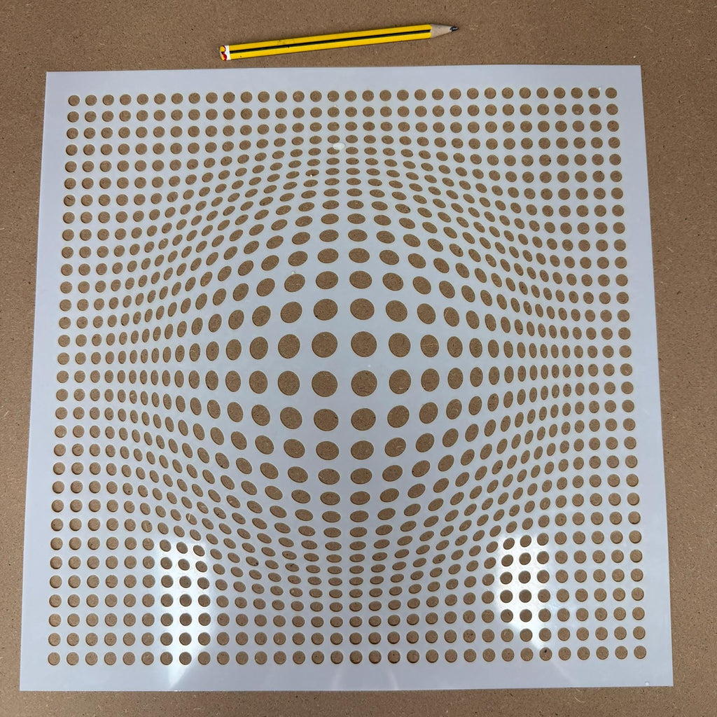 Geometric Grid #2 Stencil | Circle Bulge | Detailed DIY Mylar Wall Art, Stipple Art Crafts (Large - 300mm / 12" approx)