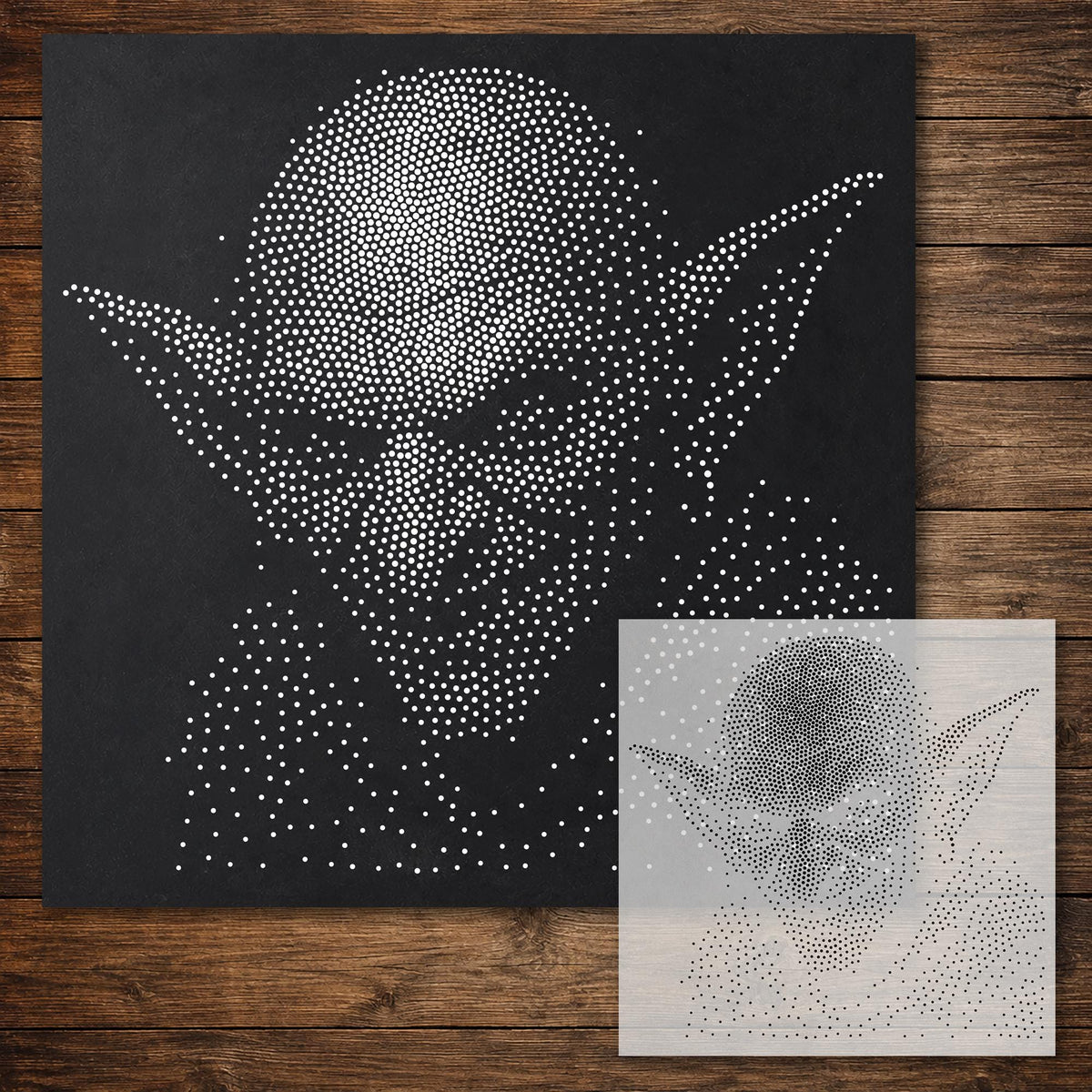 Goblin Portrait Stencil reusable Mylar stencil, 300 x 300 mm