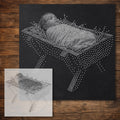 Baby Jesus in Manger Stencil reusable Mylar stencil, 300 x 300 mm