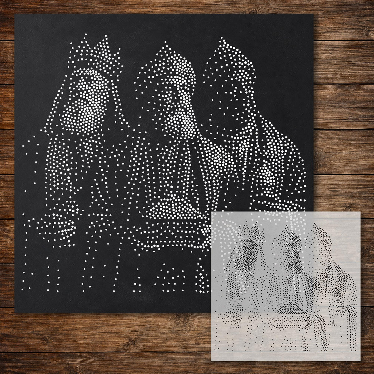 Three Wise Men Stencil reusable Mylar stencil, 300 x 300 mm