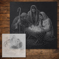 Shepherd with Holy Family Stencil reusable Mylar stencil, 300 x 300 mm