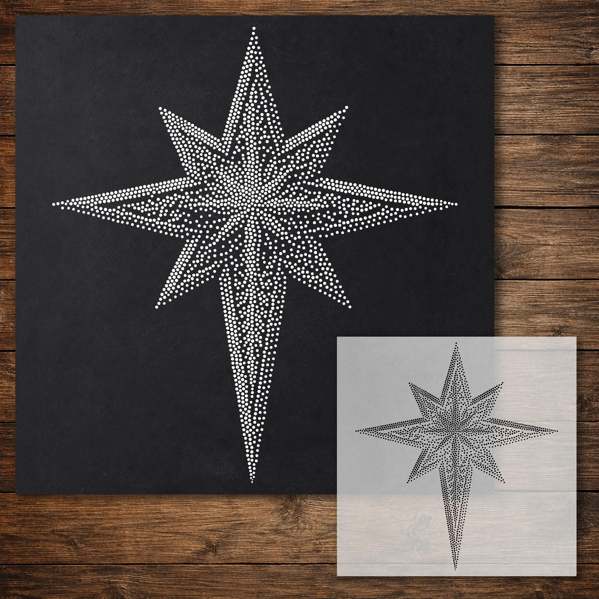 Nativity Star Stencil reusable Mylar stencil, 300 x 300 mm