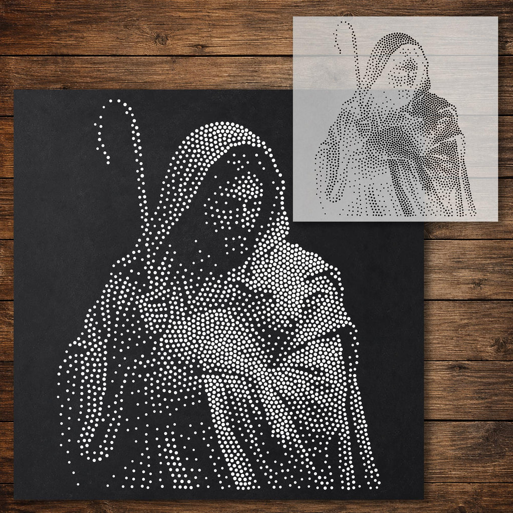 Good Shepherd and Lamb Stencil reusable Mylar stencil, 300 x 300 mm