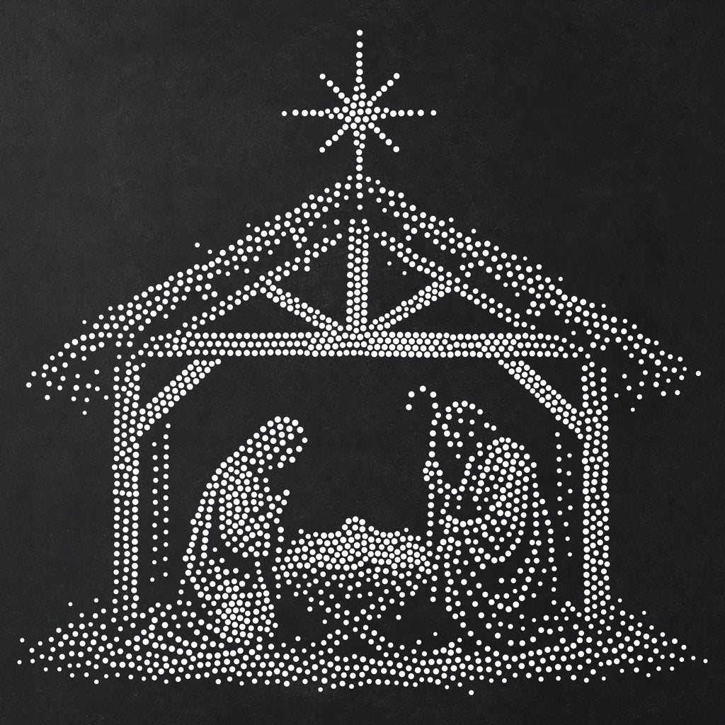 Nativity under Star Stencil | Realistic Christmas Mylar Stipple Wall Art, Crafts (Large - 300mm / 12" approx)