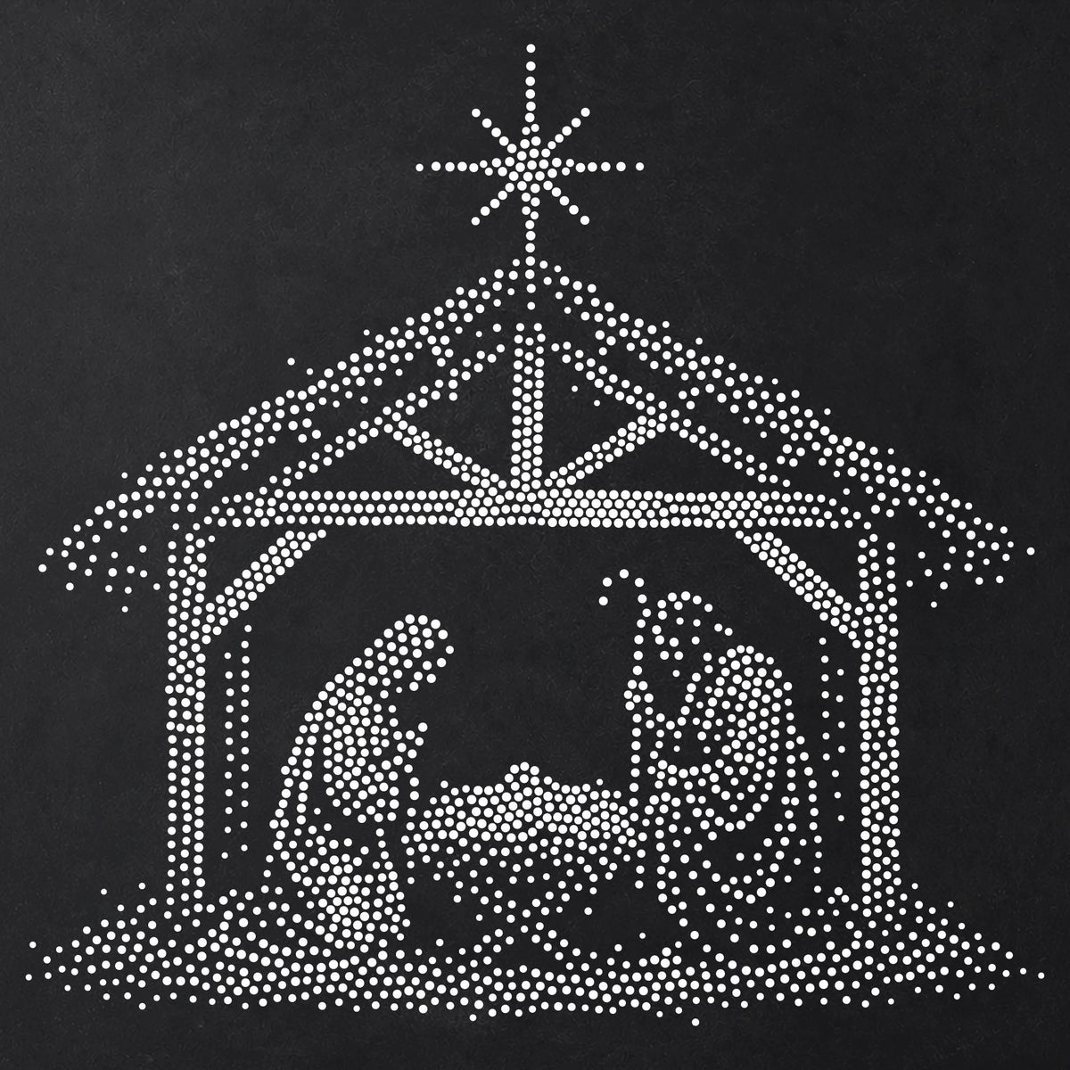 Nativity under Star Stencil | Realistic Christmas Mylar Stipple Wall Art, Crafts (Large - 300mm / 12" approx)