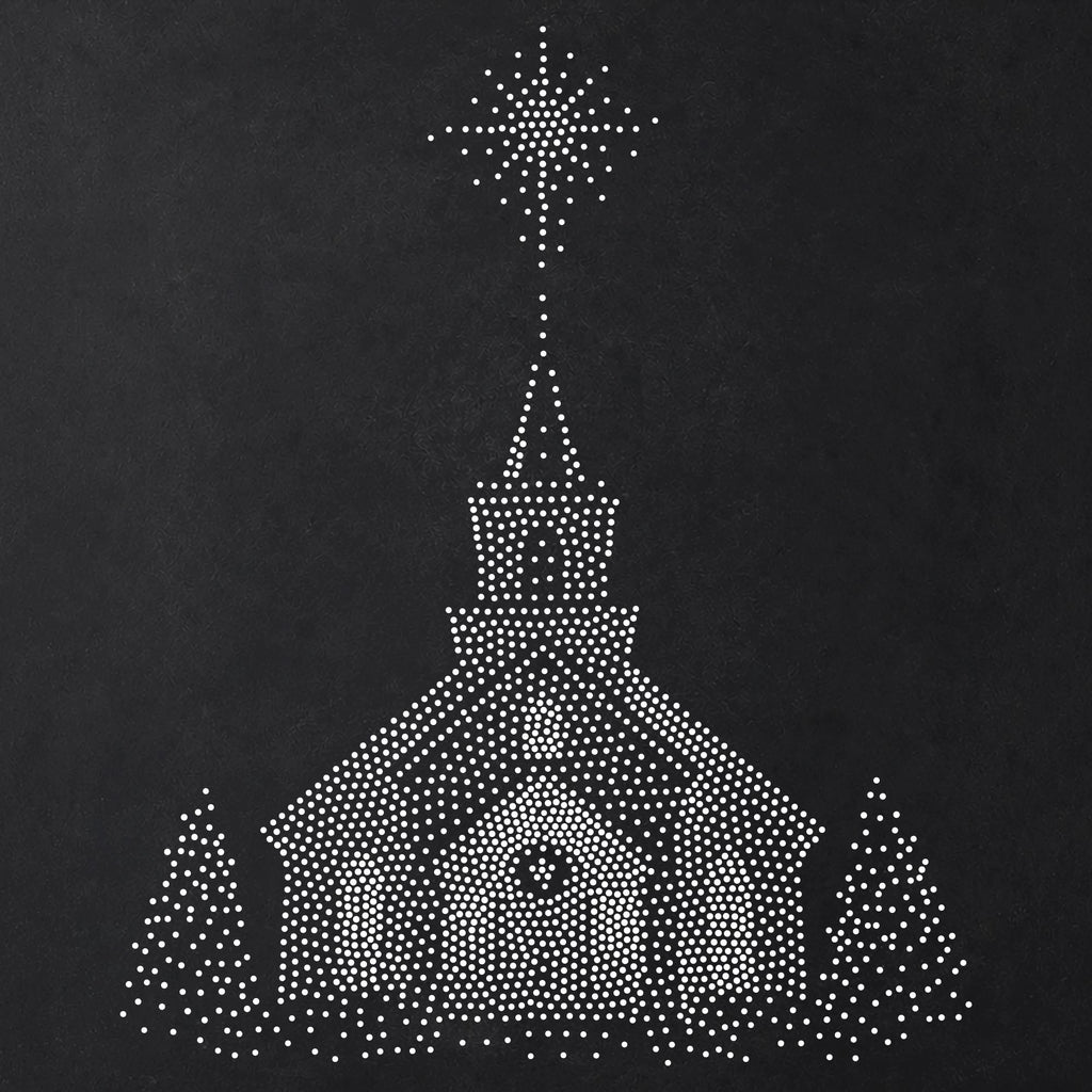 Christmas Church under Star Stencil | Realistic Mylar Stipple Wall Art, Crafts (Large - 300mm / 12" approx)