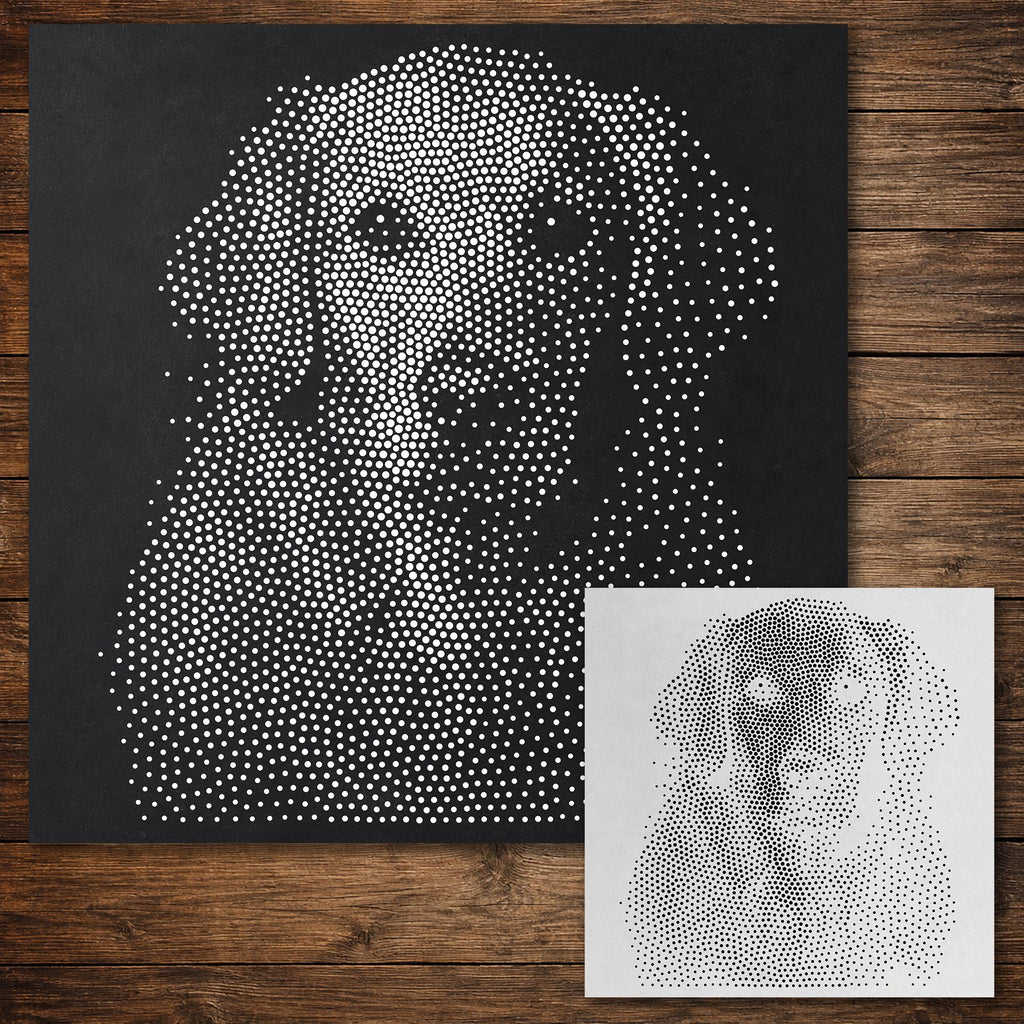 Golden Retriever Dog Stencil reusable Mylar stencil, 300 x 300 mm