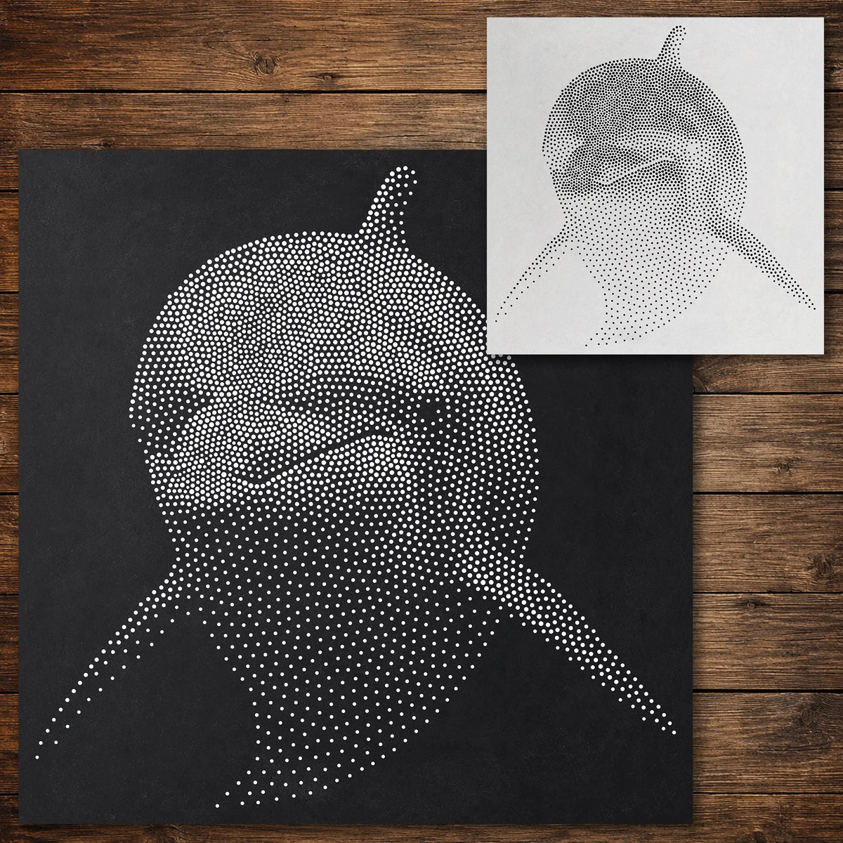 Dolphin Stencil reusable Mylar stencil, 300 x 300 mm