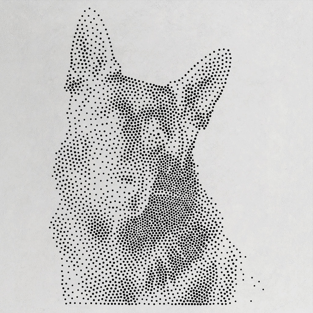 German Shepherd Dog Stencil | Realistic Mylar Stipple Wall Art, Crafts (Large - 300mm / 12" approx)