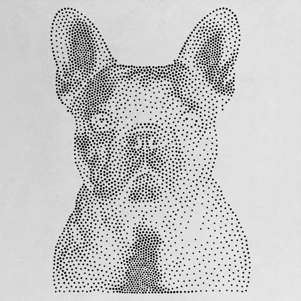French Bulldog Dog Stencil | Realistic Mylar Stipple Wall Art, Crafts (Large - 300mm / 12" approx)