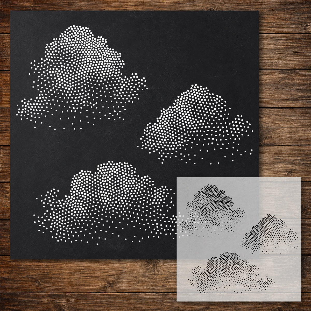 Clouds Stencil reusable Mylar stencil, 300 x 300 mm
