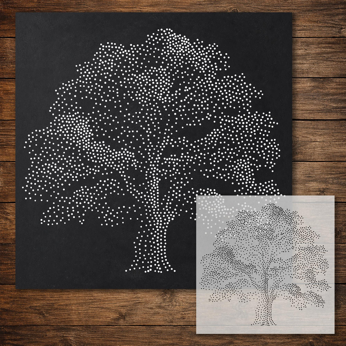 Oak Tree Stencil reusable Mylar stencil, 300 x 300 mm