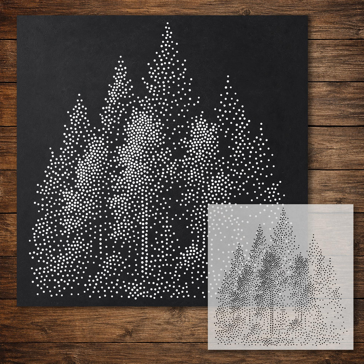 Forest Woodland Stencil reusable Mylar stencil, 300 x 300 mm