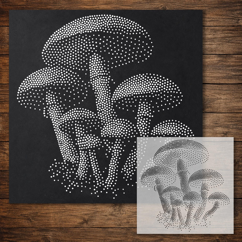 Mushroom Cluster Stencil reusable Mylar stencil, 300 x 300 mm