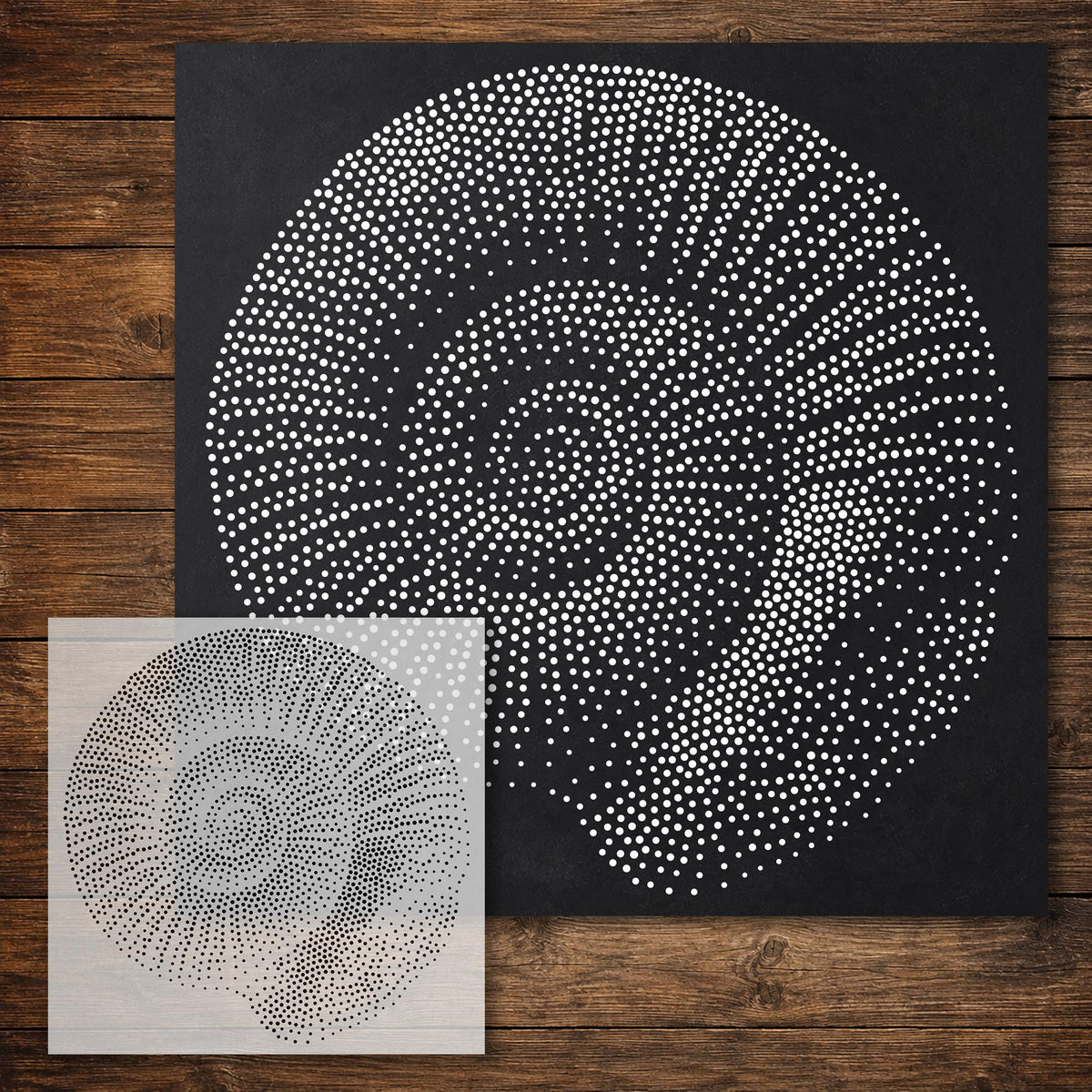 Ammonite Fossil Stencil reusable Mylar stencil, 300 x 300 mm