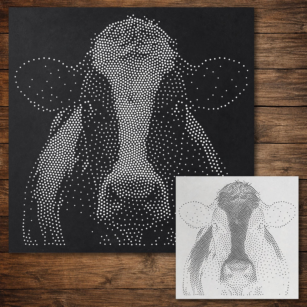Cow Face Stencil reusable Mylar stencil, 300 x 300 mm