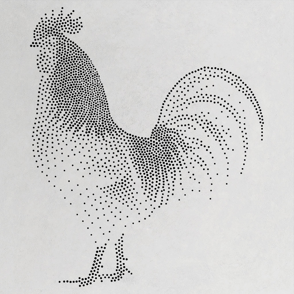 Rooster Stencil | Realistic Mylar Stipple Wall Art, Crafts (Large - 300mm / 12" approx)
