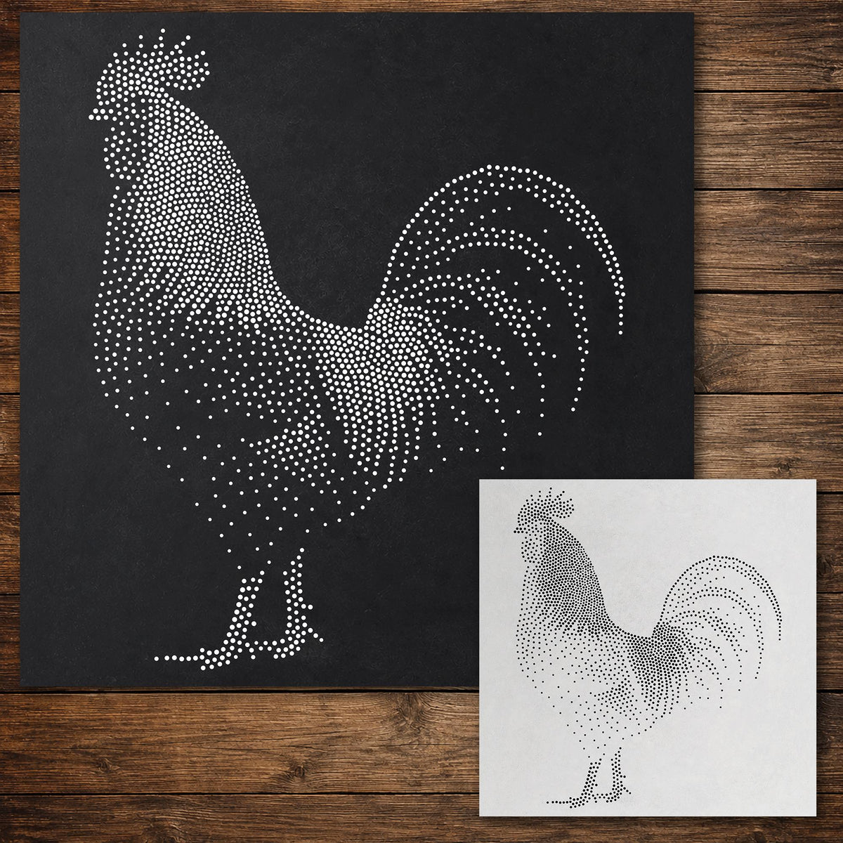 Rooster Stencil reusable Mylar stencil, 300 x 300 mm