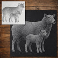 Ewe with Lamb Stencil reusable Mylar stencil, 300 x 300 mm