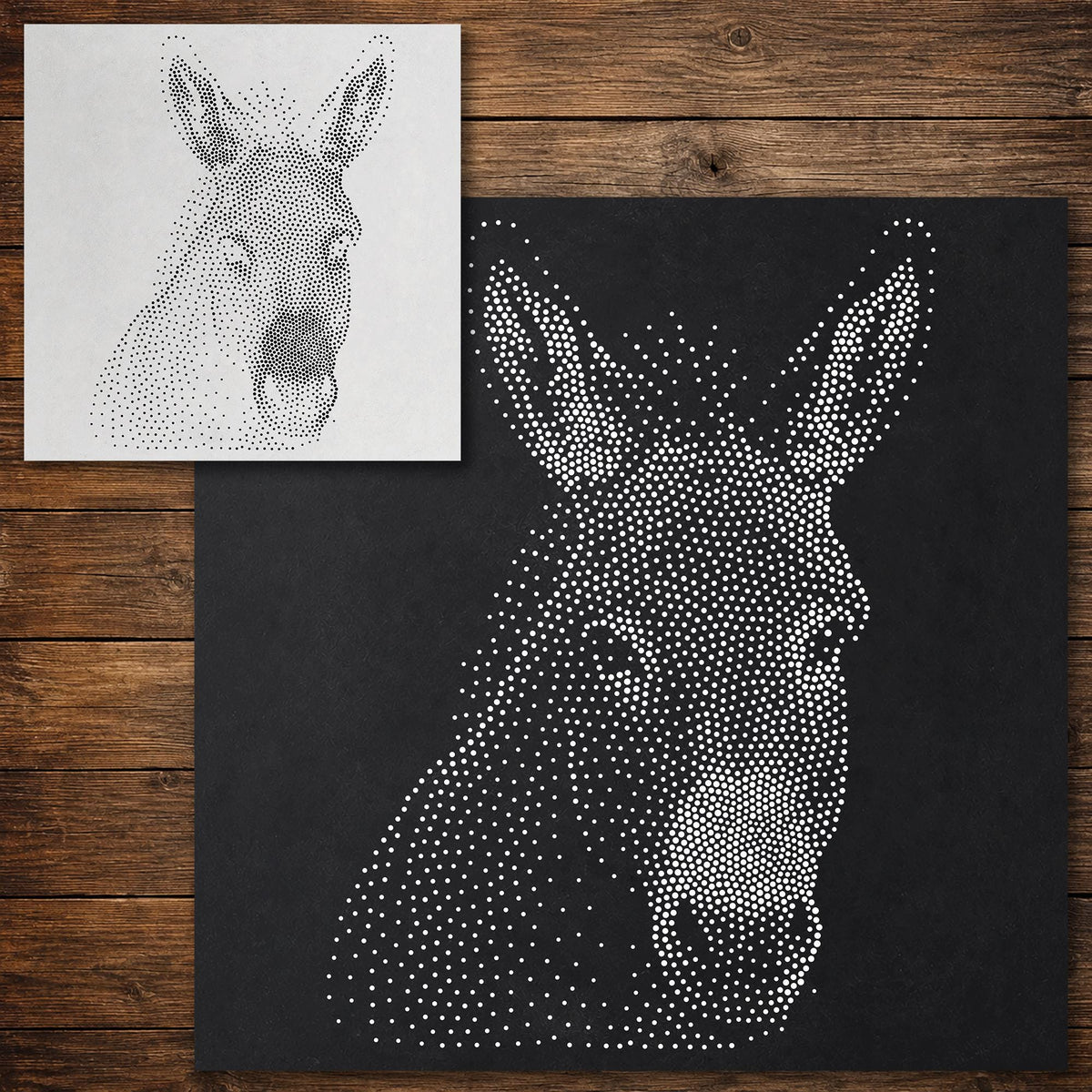 Donkey Face Stencil reusable Mylar stencil, 300 x 300 mm