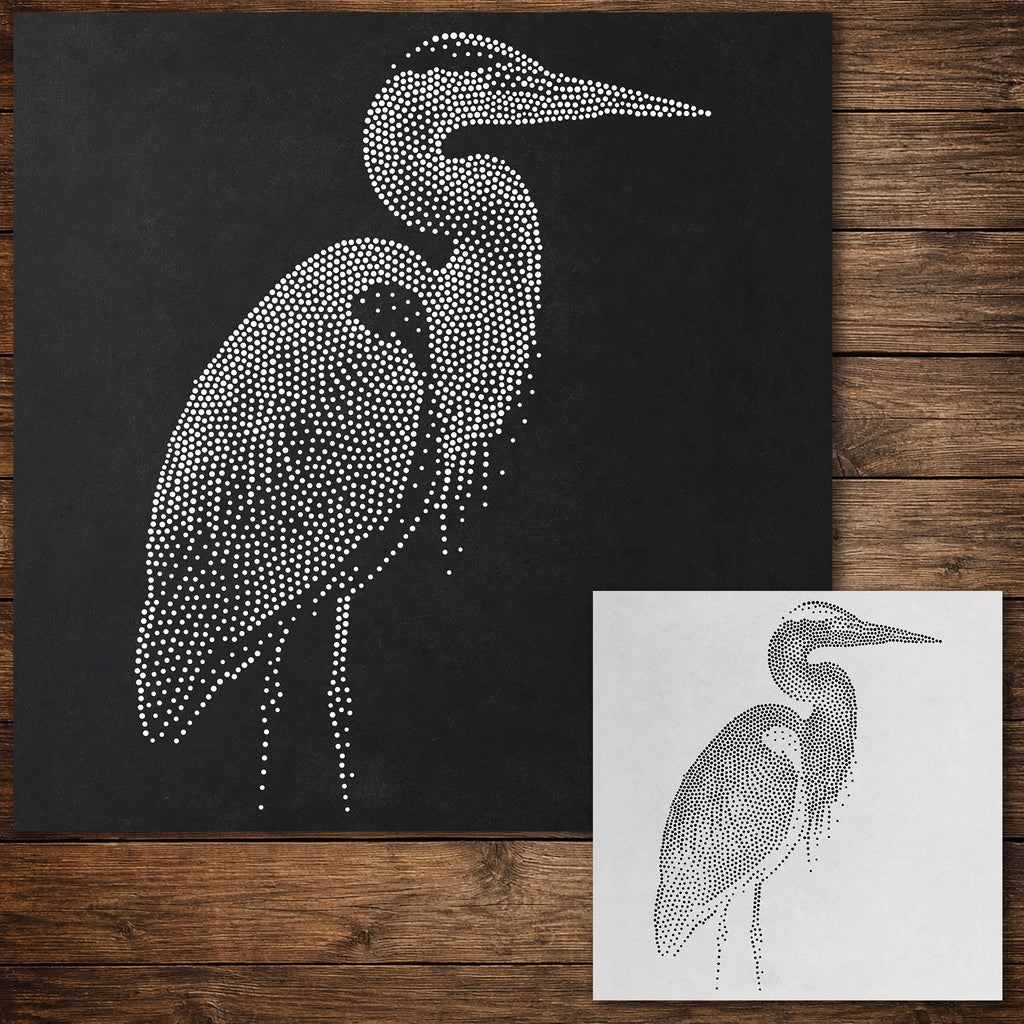 Heron Stencil reusable Mylar stencil, 300 x 300 mm