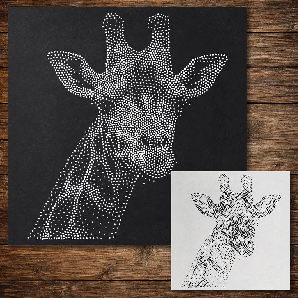 Giraffe Portrait Stencil reusable Mylar stencil, 300 x 300 mm