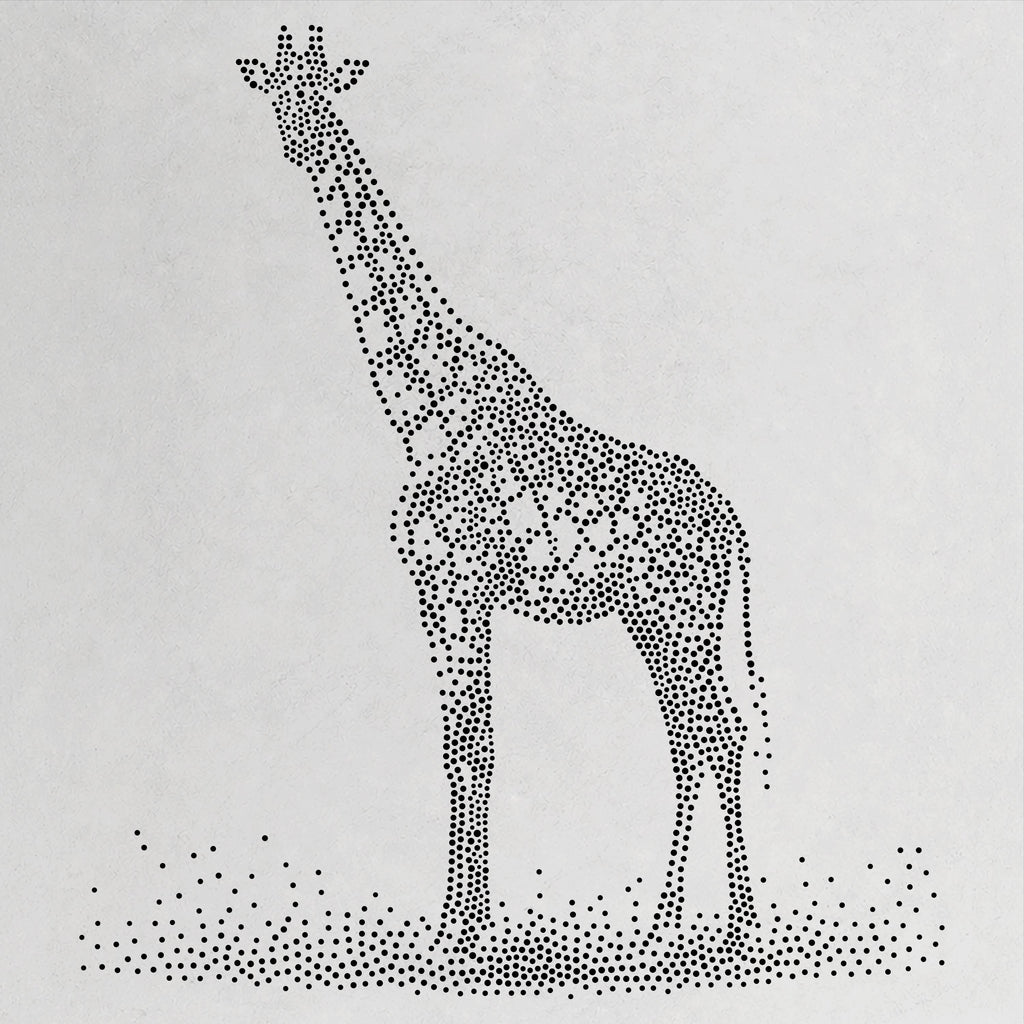 Giraffe Stencil | Realistic Mylar Stipple Wall Art, Crafts (Large - 300mm / 12" approx)