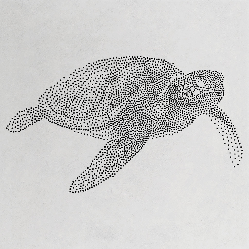Sea Turtle Stencil | Realistic Mylar Stipple Wall Art, Crafts (Large - 300mm / 12" approx)