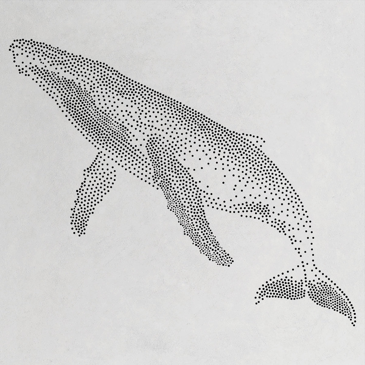 Humpback Whale Stencil | Realistic Mylar Stipple Wall Art, Crafts (Large - 300mm / 12" approx)