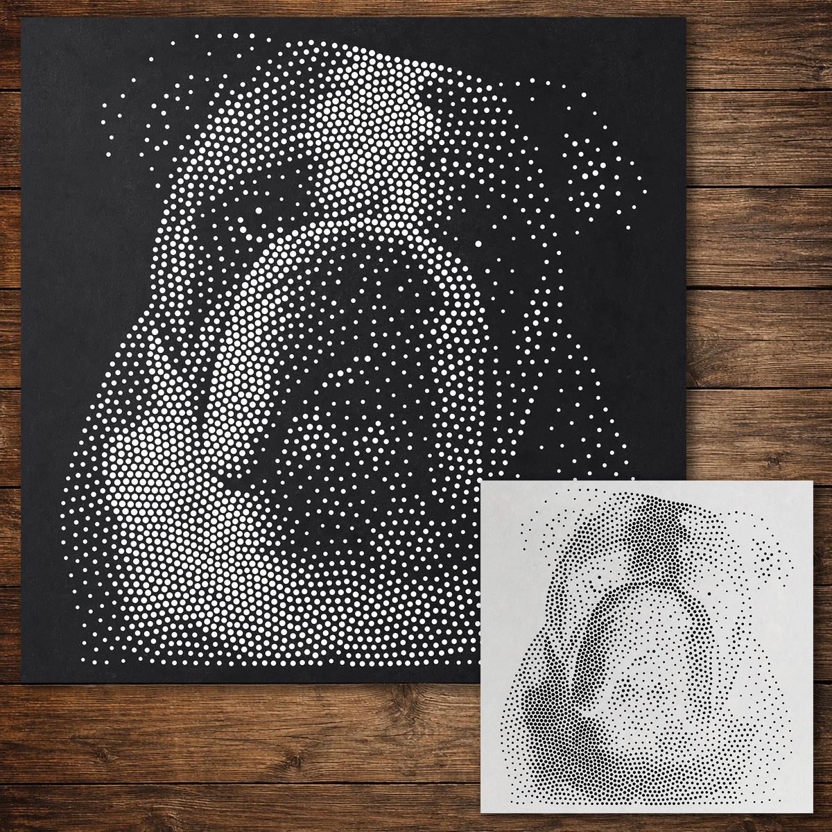 English Bulldog Dog Stencil reusable Mylar stencil, 300 x 300 mm