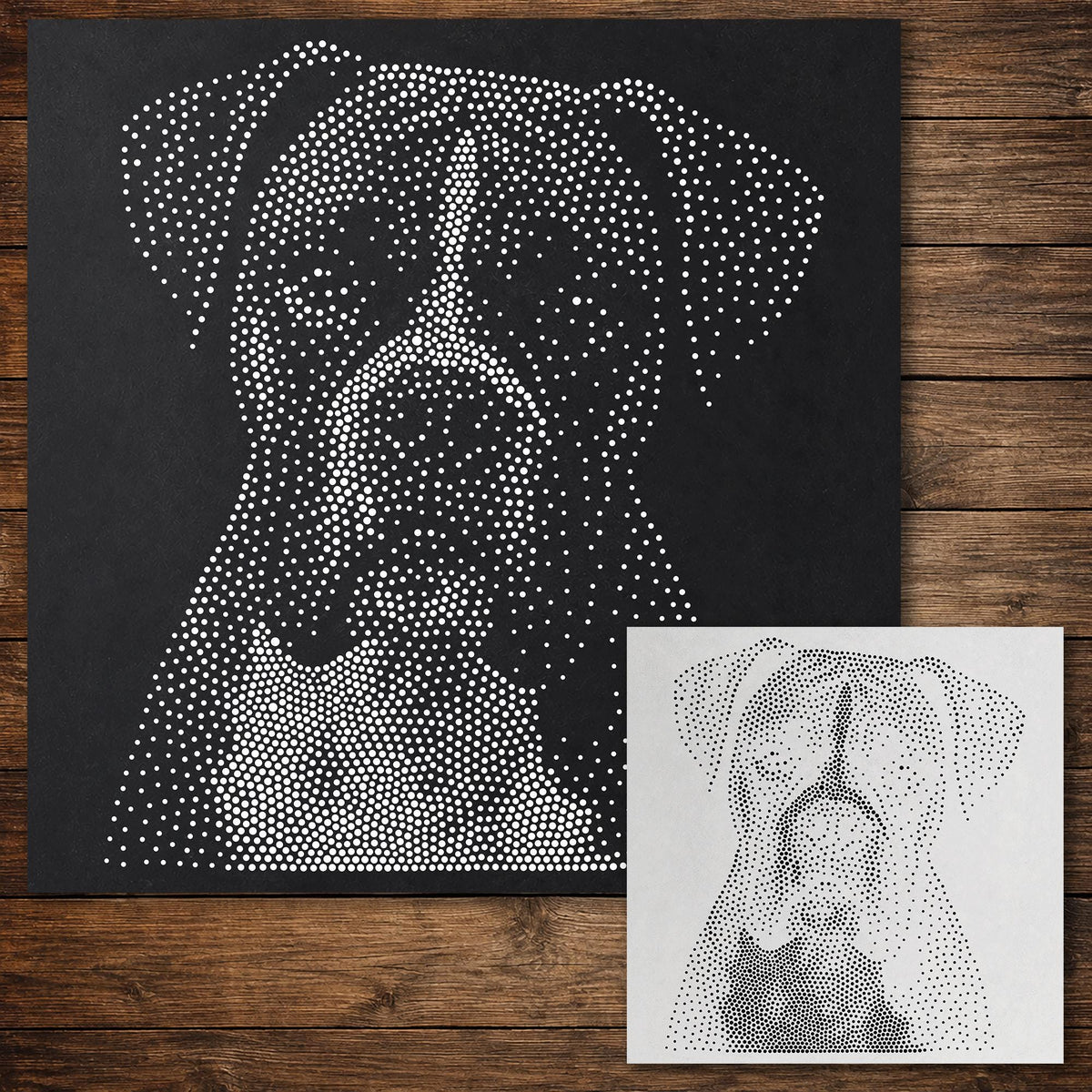 Boxer Dog Stencil reusable Mylar stencil, 300 x 300 mm