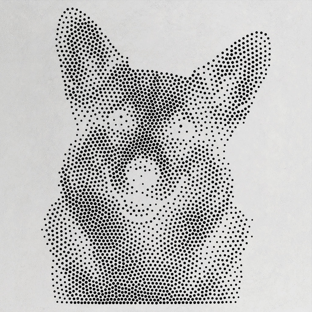 Corgi Dog Stencil | Realistic Mylar Stipple Wall Art, Crafts (Large - 300mm / 12" approx)