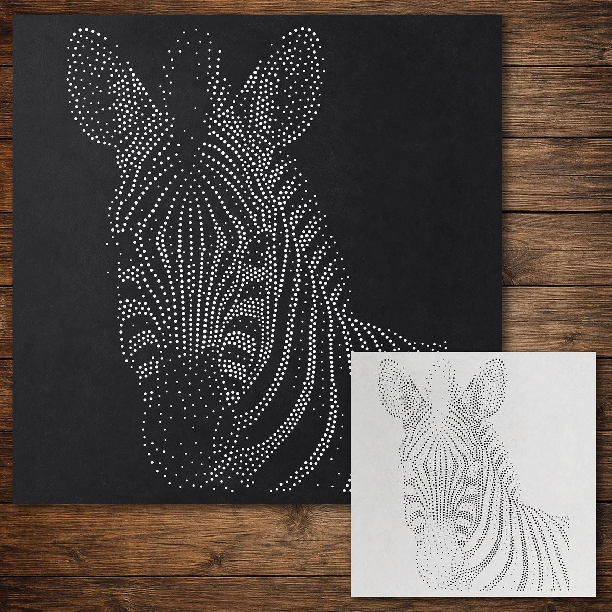 Zebra Portrait Stencil reusable Mylar stencil, 300 x 300 mm