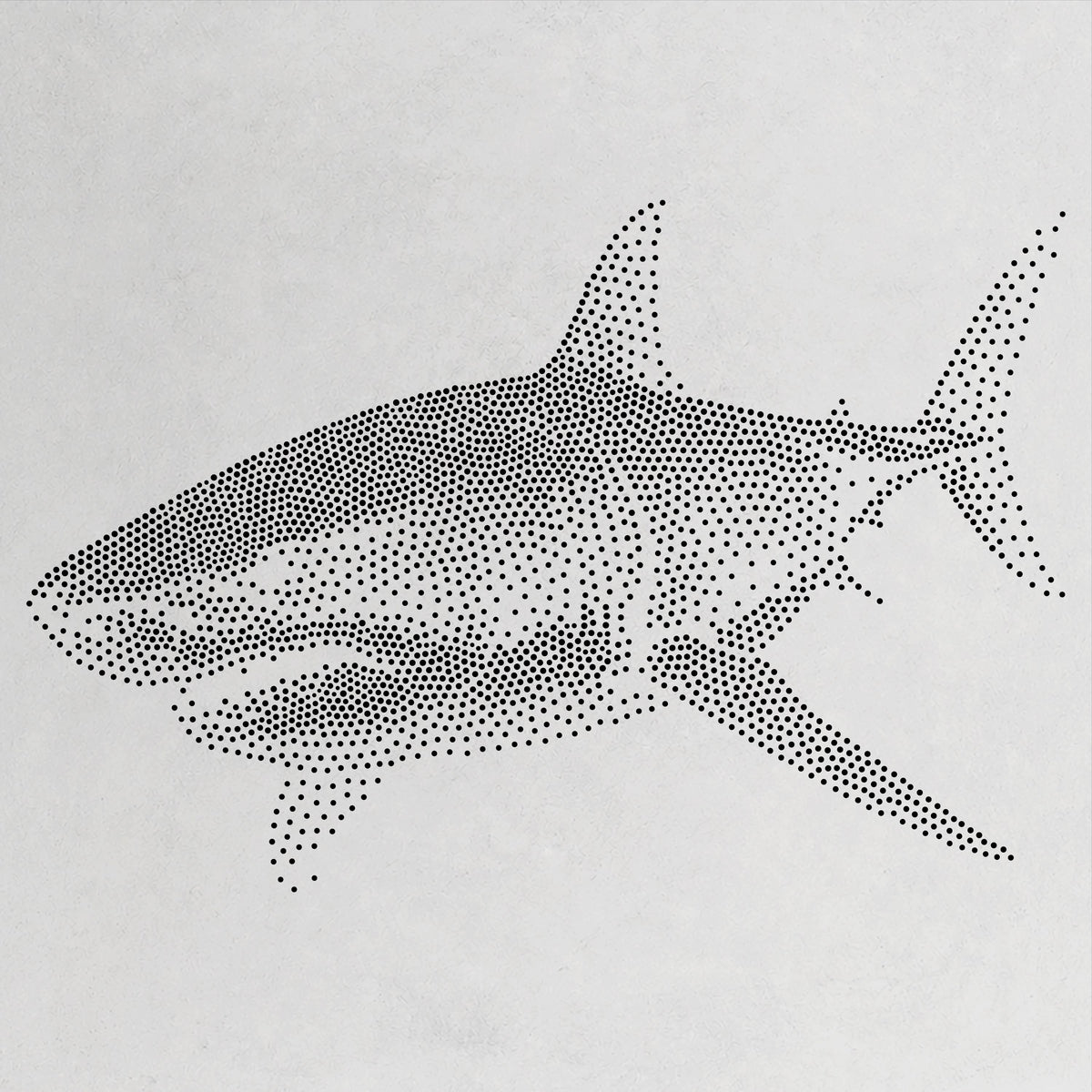 Great White Shark Stencil | Realistic Mylar Stipple Wall Art, Crafts (Large - 300mm / 12" approx)