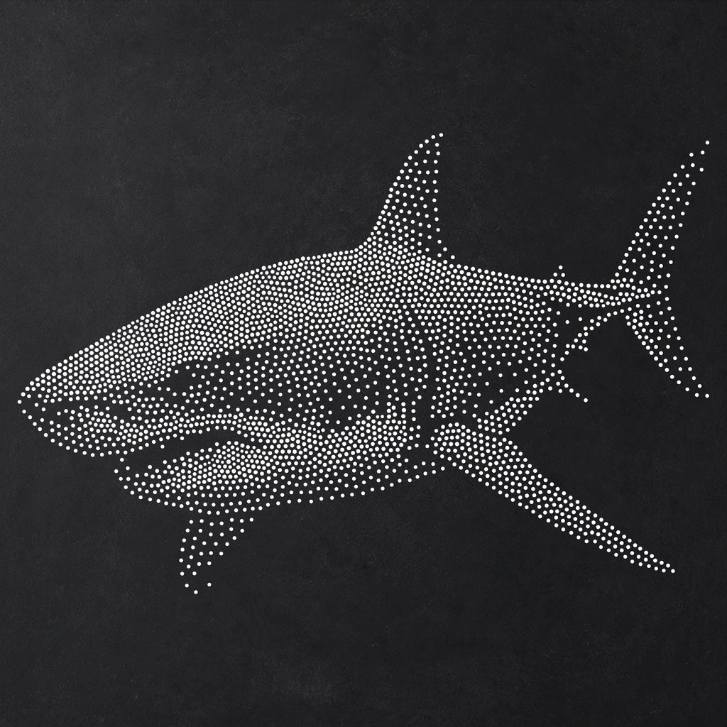 Great White Shark Stencil | Realistic Mylar Stipple Wall Art, Crafts (Large - 300mm / 12" approx)