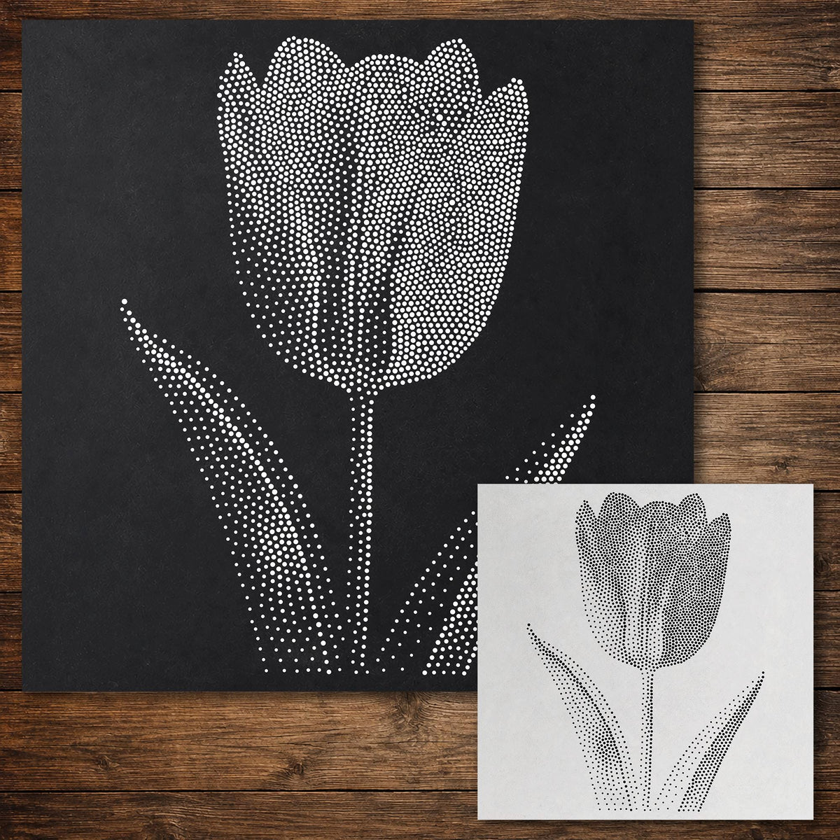 Tulip Flower Stencil reusable Mylar stencil, 300 x 300 mm